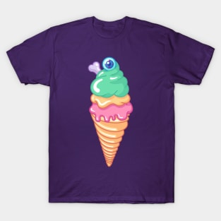 Ice cream cone with eyeball and bone T-Shirt